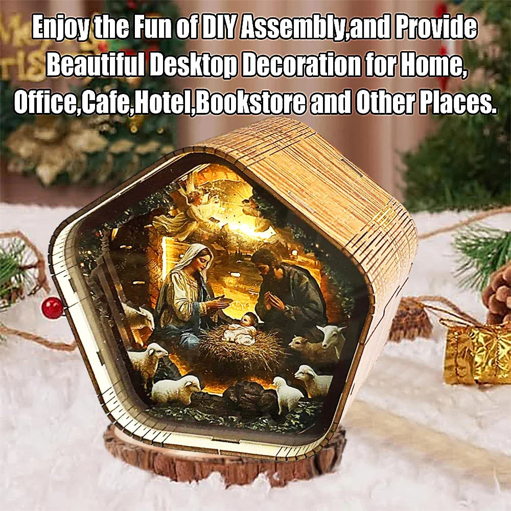 Nativity Scene DIY Night Light Kit — open display view