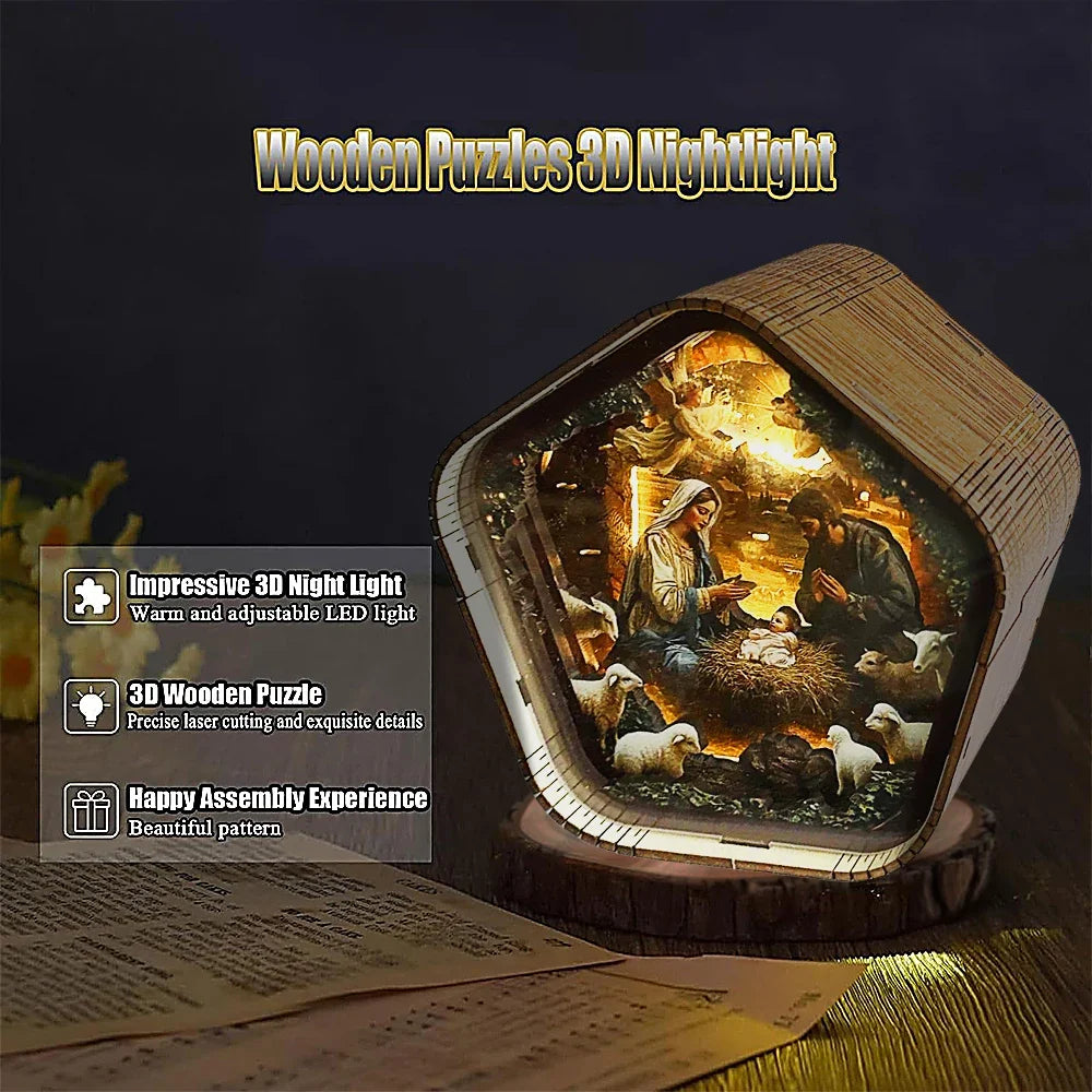 Nativity Scene DIY Night Light Kit — angled close-up