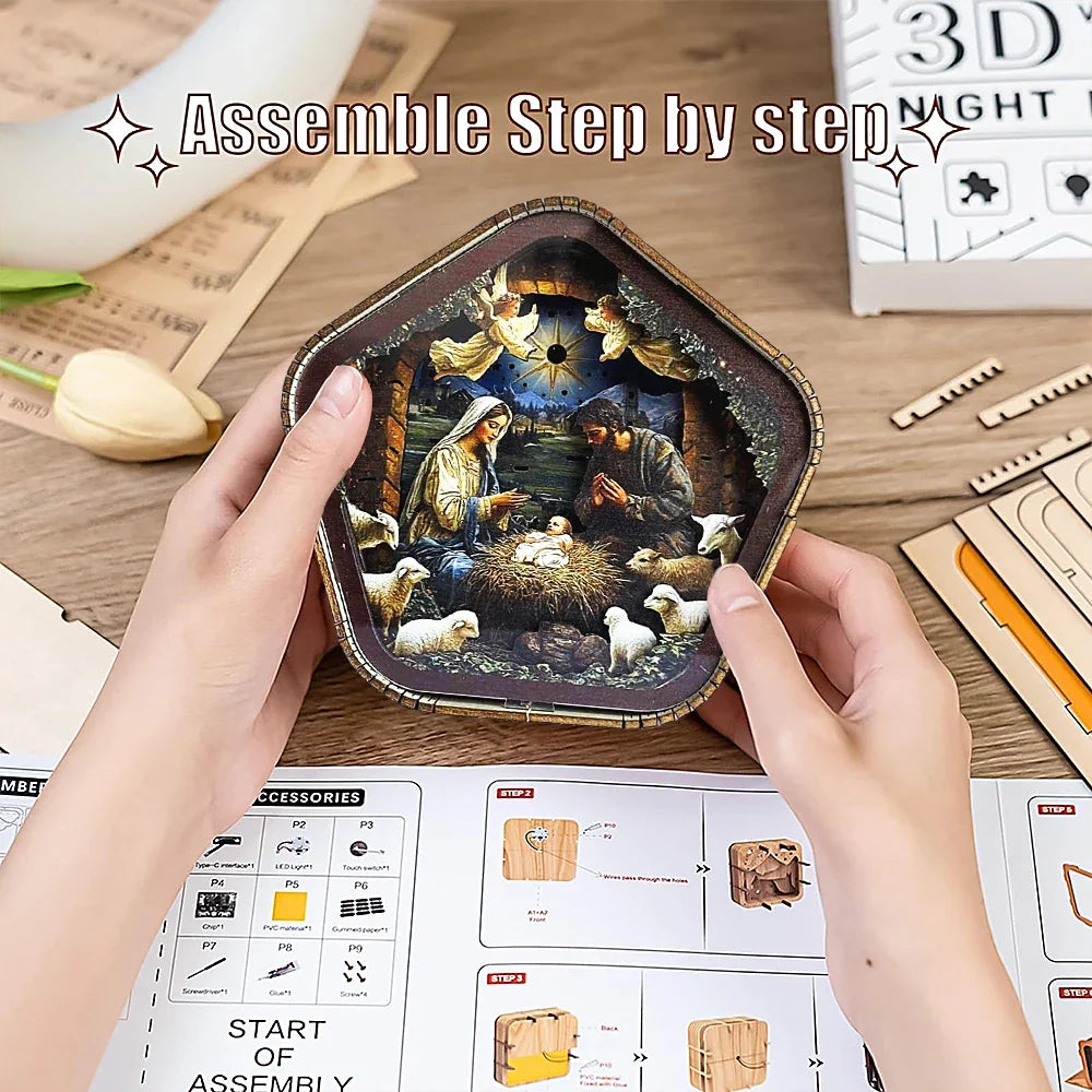 Nativity Scene DIY Night Light Kit — box and pieces