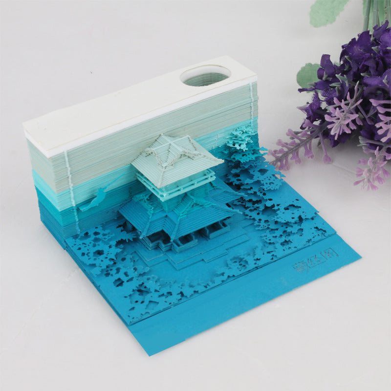 Buddhist Temple 3D Memo Pad — open display view