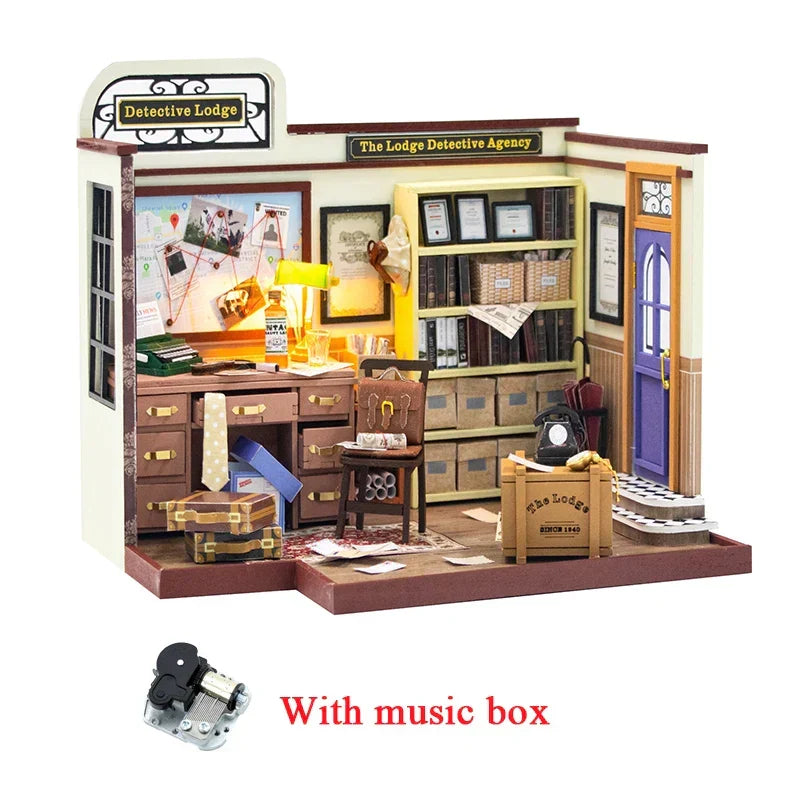 Detective Agency Of Lodge DIY Book Nook Kit — box and pieces