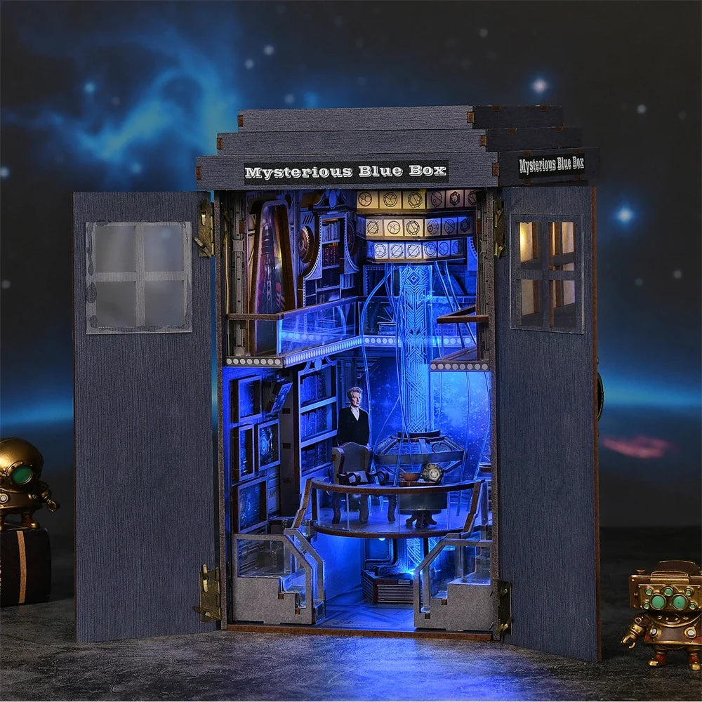 Mysterious Blue Box DIY Book Nook Kit — front angle