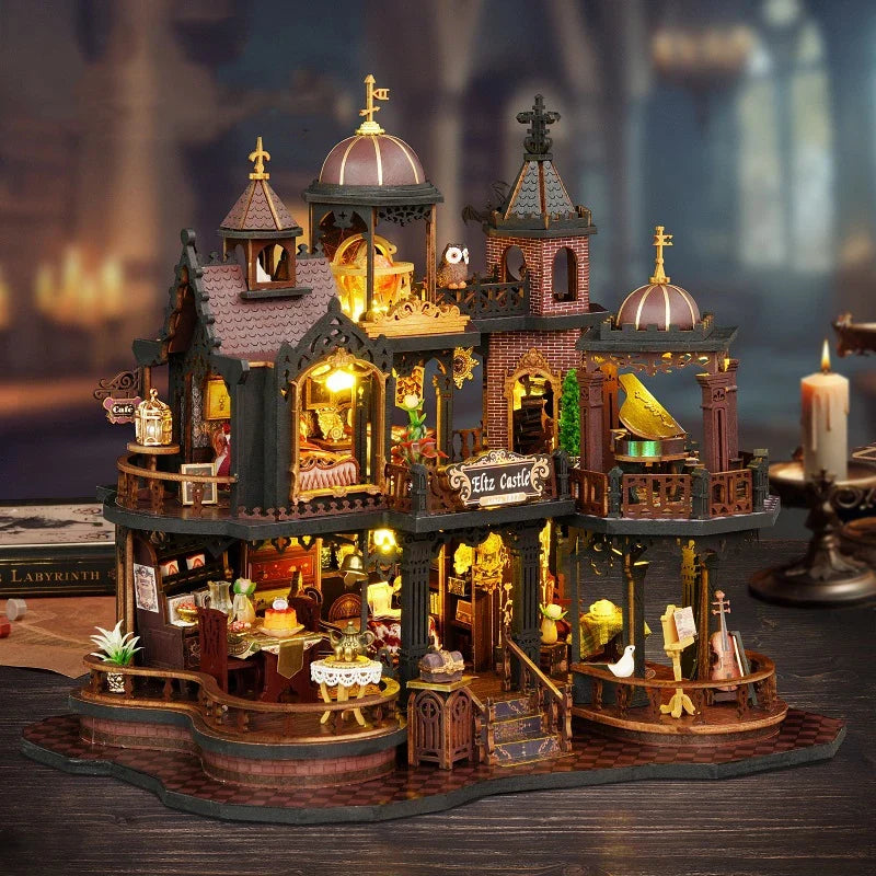 Edinburgh Castle DIY Miniature House — detalied side view
