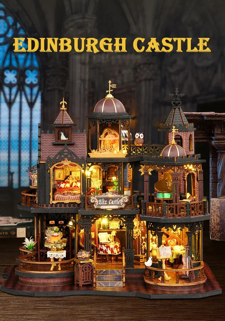 Edinburgh Castle DIY Miniature House — detalied side view