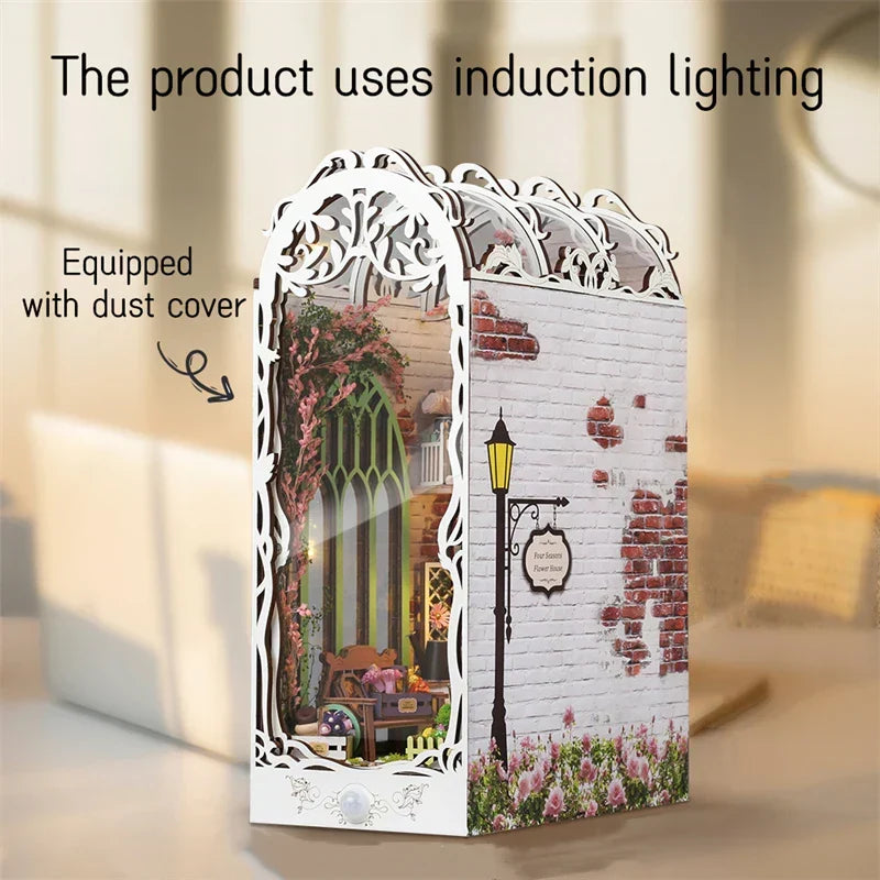 Flower House DIY Book Nook Kit — open display view