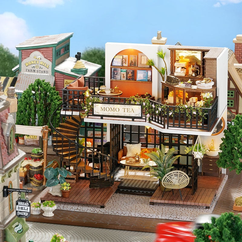 Forest Tea Shop DIY Miniature House Kit — scene view