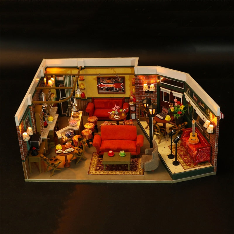 Central Perk Cafe DIY Miniature House Kit — open display view
