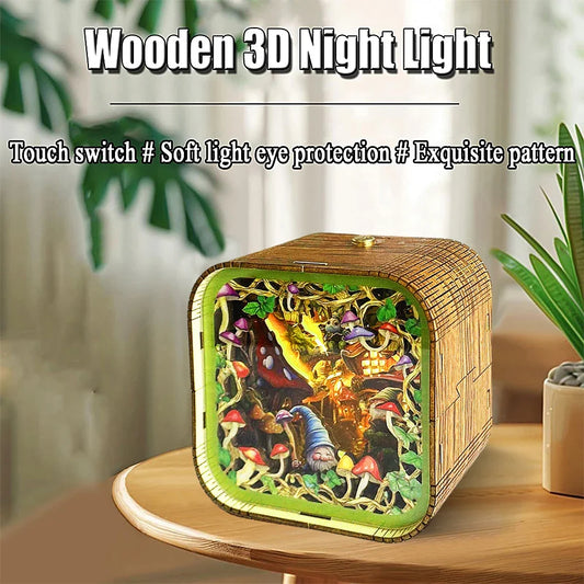 Gnome Village Wooden DIY Night Light — main view
