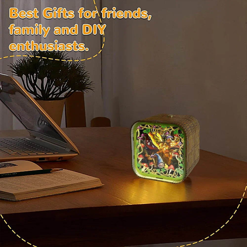 Gnome Village Wooden DIY Night Light — front angle