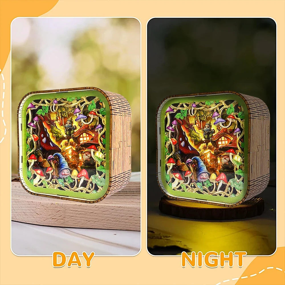 Gnome Village Wooden DIY Night Light — main view