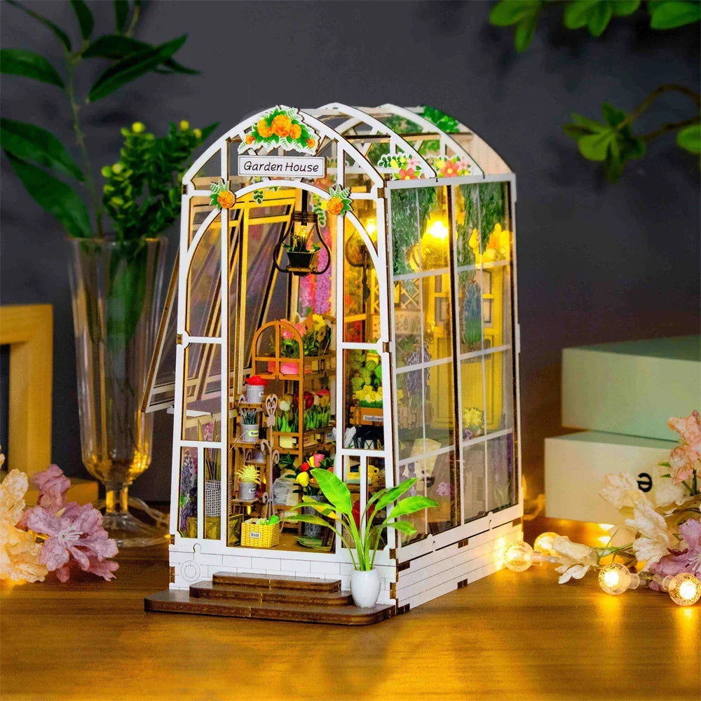 Garden House DIY Book Nook Kit — angled close-up