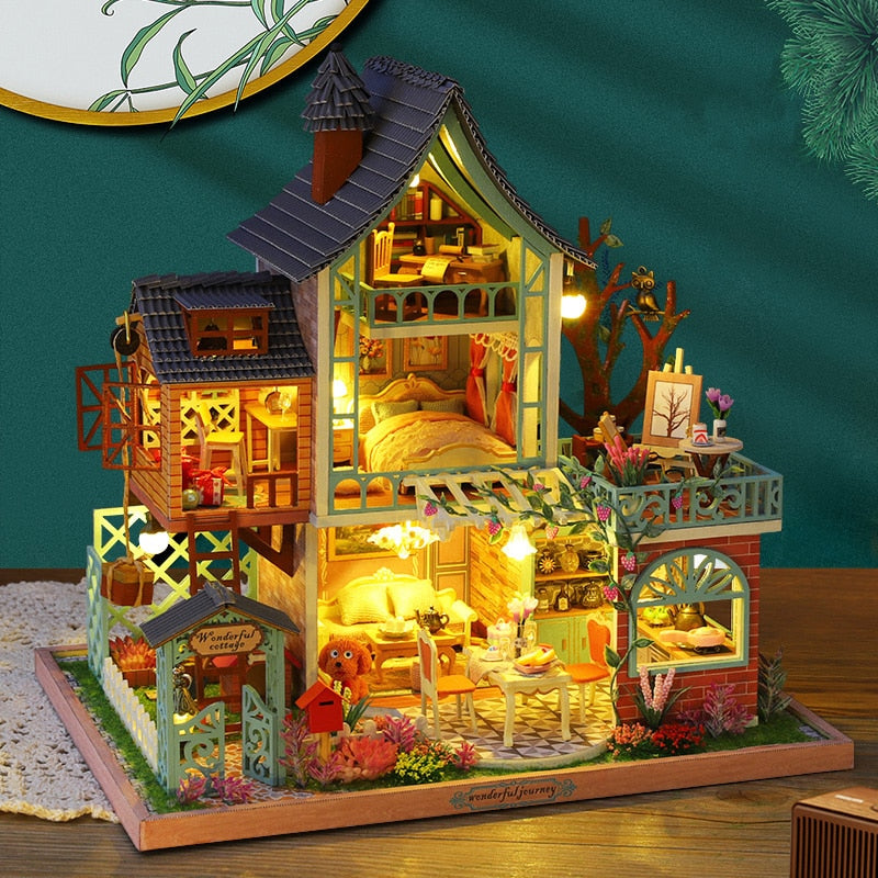 Happy Jungle Resort DIY Miniature House Kit — detalied side view