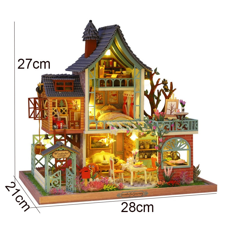 Happy Jungle Resort DIY Miniature House Kit — angled close-up