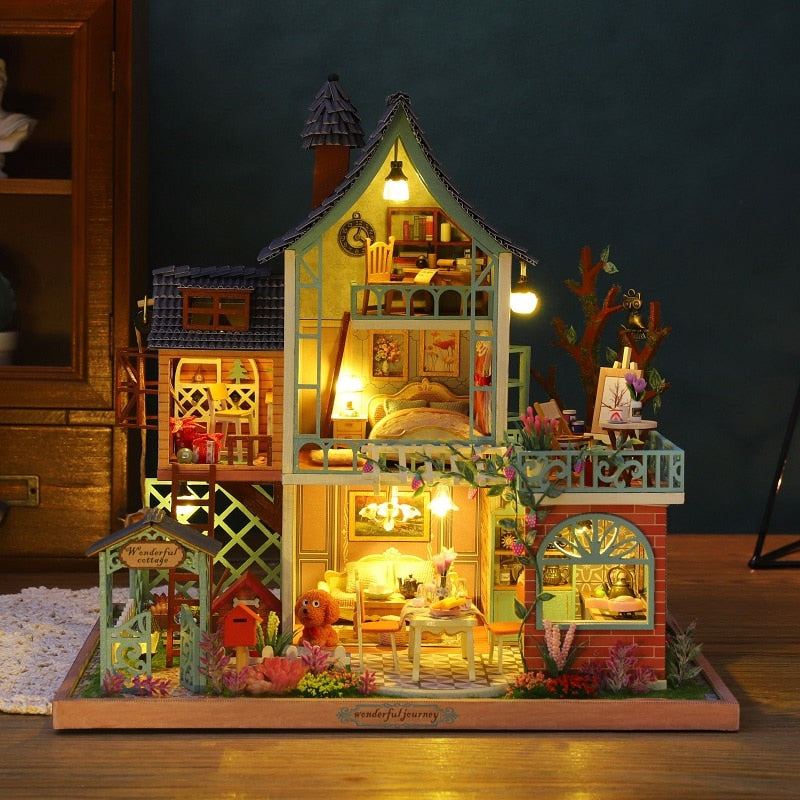 Happy Jungle Resort DIY Miniature House Kit — front angle