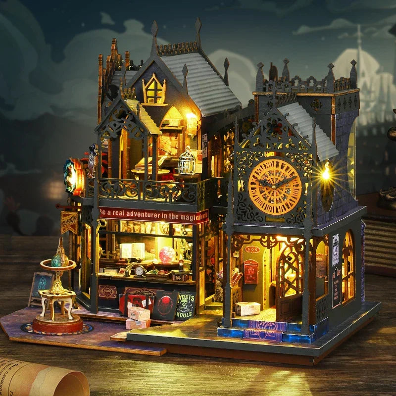 Holo Magic City DIY Miniature House Kit — box and pieces