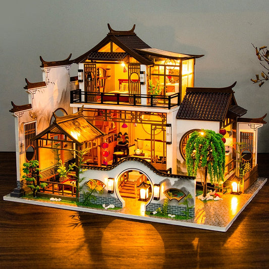 music cover doll DIY Miniature House Kit — detalied side view