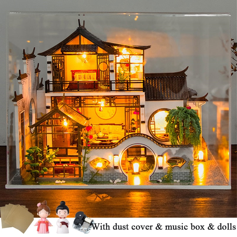 music cover doll DIY Miniature House Kit — detalied side view