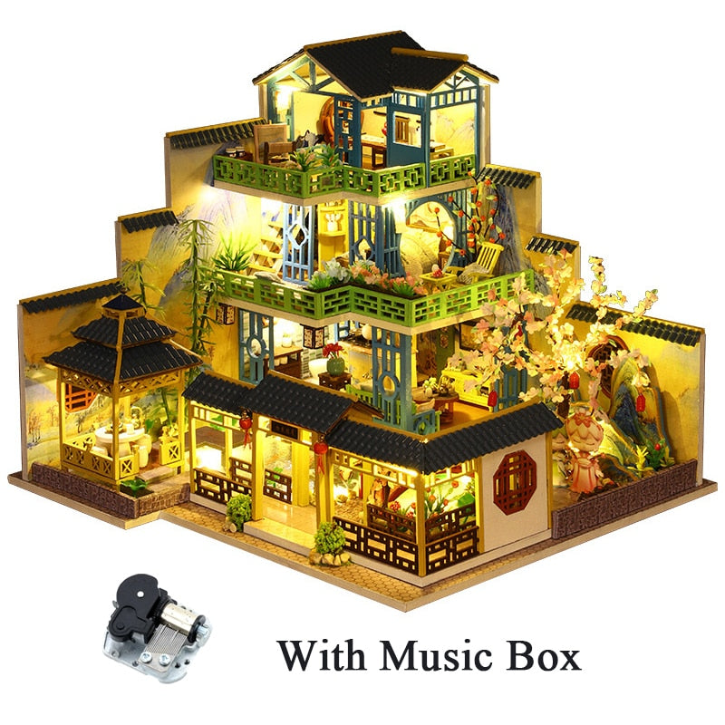 Japanese Garden DIY Miniature House Kit — open display view