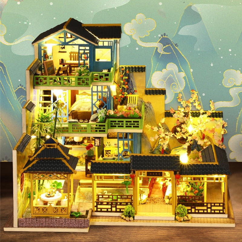 Japanese Garden DIY Miniature House Kit — detalied side view