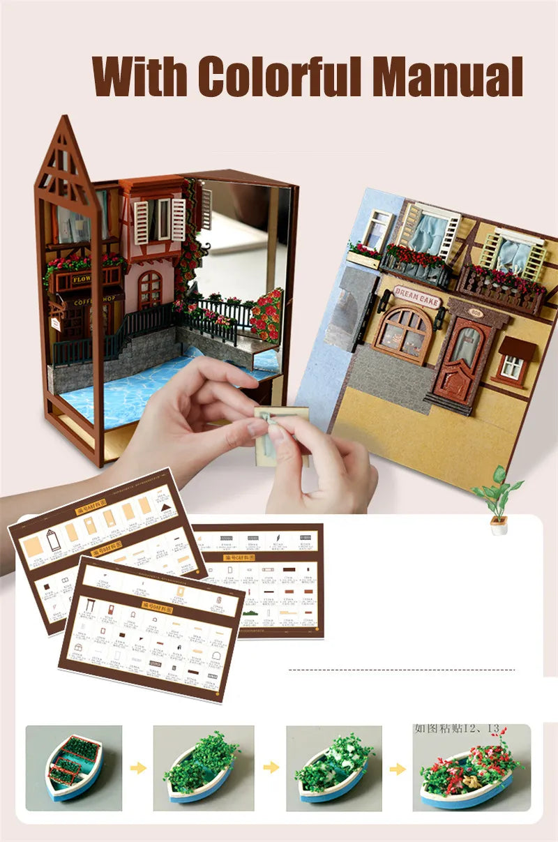 Japanese Village DIY Book Nook Kit — angled close-up