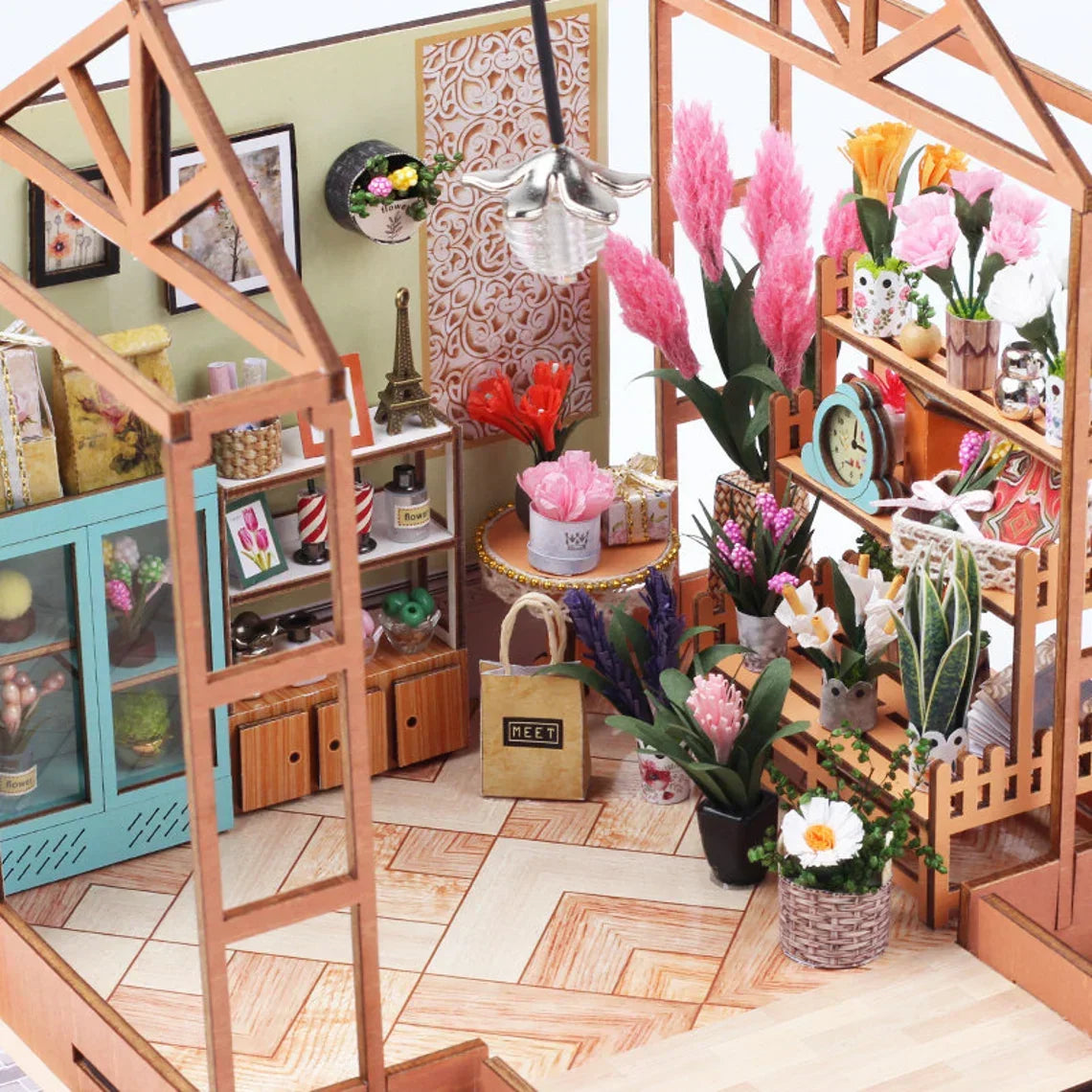 Jenny Greenhouse DIY Dollhouse Kit — detalied side view