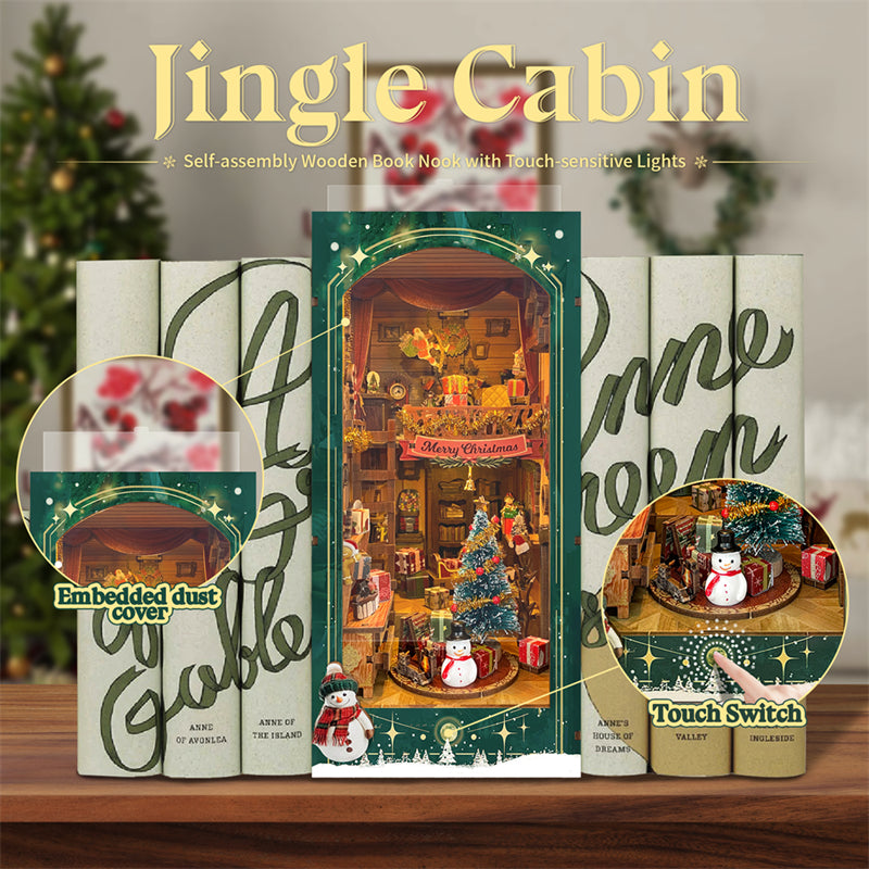 Jingle Cabin DIY Book Nook Kit — detalied side view