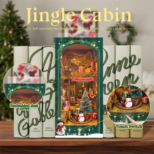 Jingle Cabin DIY Book Nook Kit — detalied side view