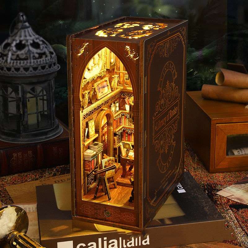 Library Of Books DIY Book Nook Kit — open display view