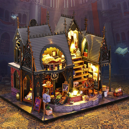 Luna Magic Retro DIY Miniature House Kit — detalied side view