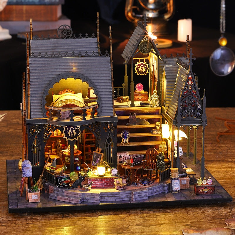 Luna Magic Retro DIY Miniature House Kit — angled close-up