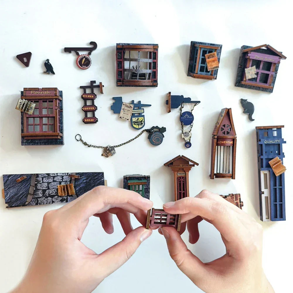 Magic Night Alley DIY Book Nook Kit — open display view