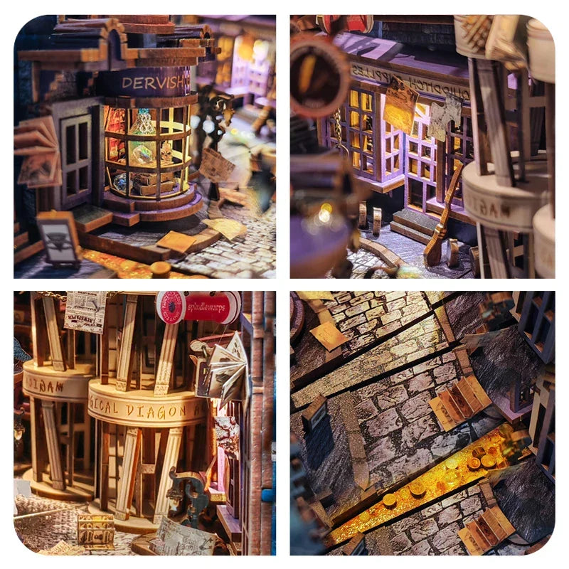 Magic Night Alley DIY Book Nook Kit — angled close-up