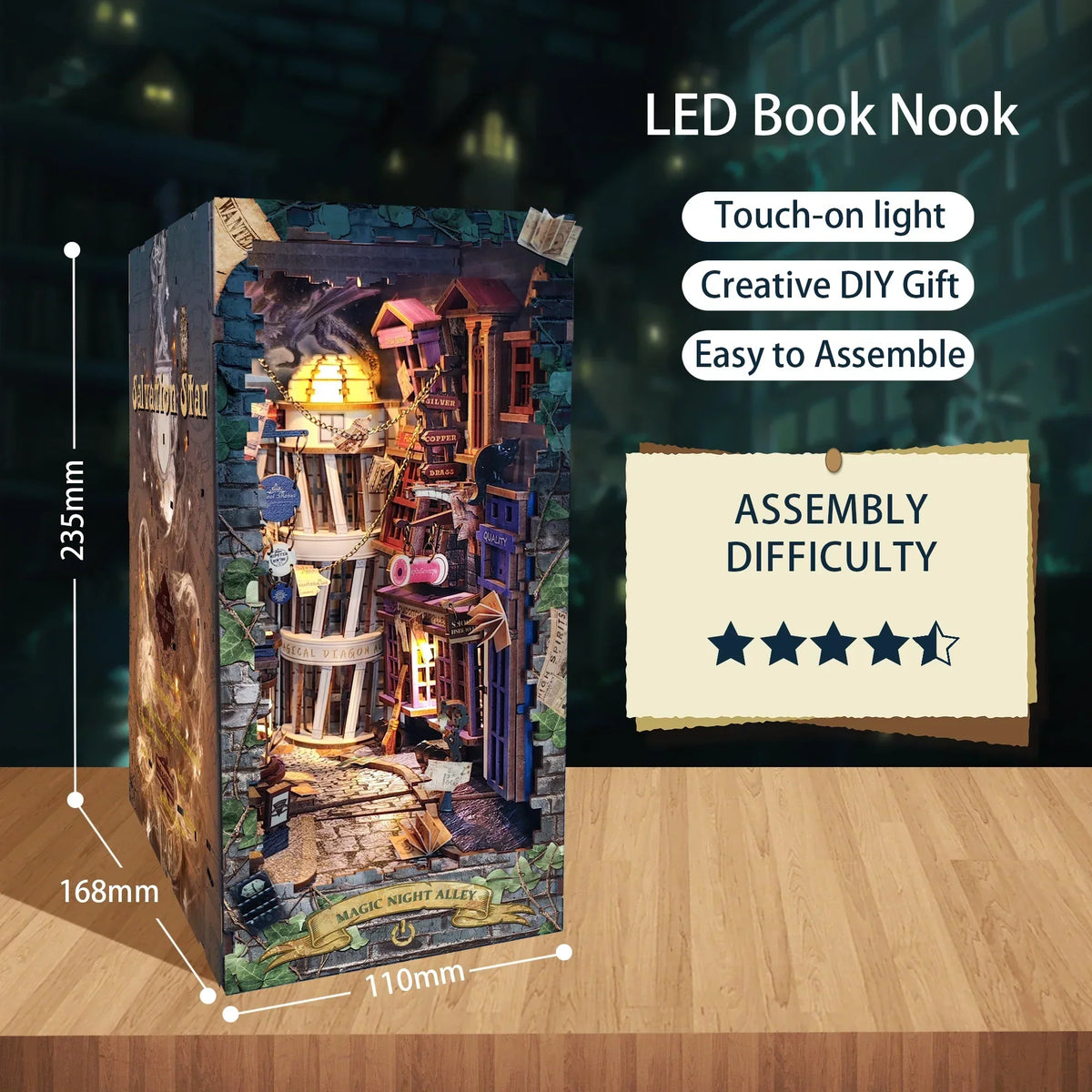 Magic Night Alley DIY Book Nook Kit — front angle