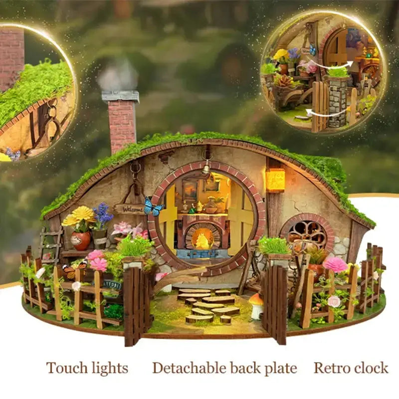 New DIY Wooden Magic Ring Casa Doll Houses Miniature Model — angled close-up