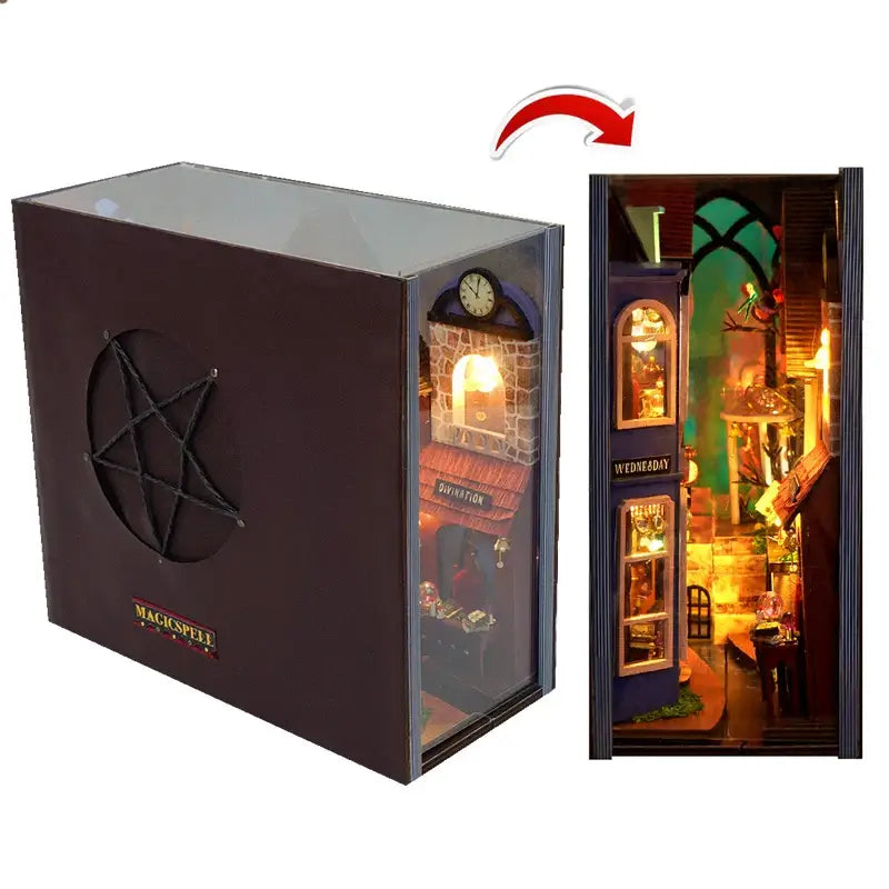 Magic Spell Street DIY Book Nook Kit — box and pieces