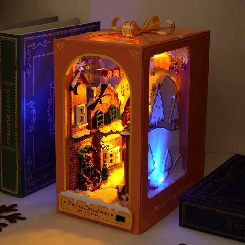 Merry Christmas DIY Book Nook Kit — open display view