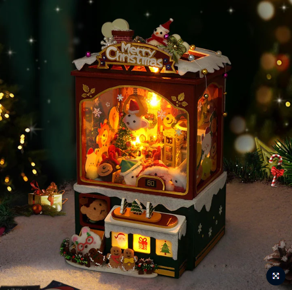 Merry Christmas DIY Dollhouse Kit — angled close-up