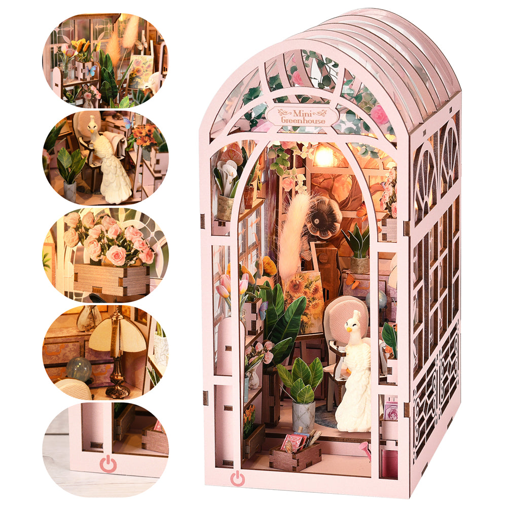 Mini Greenhouse DIY Book Nook Kit — angled close-up