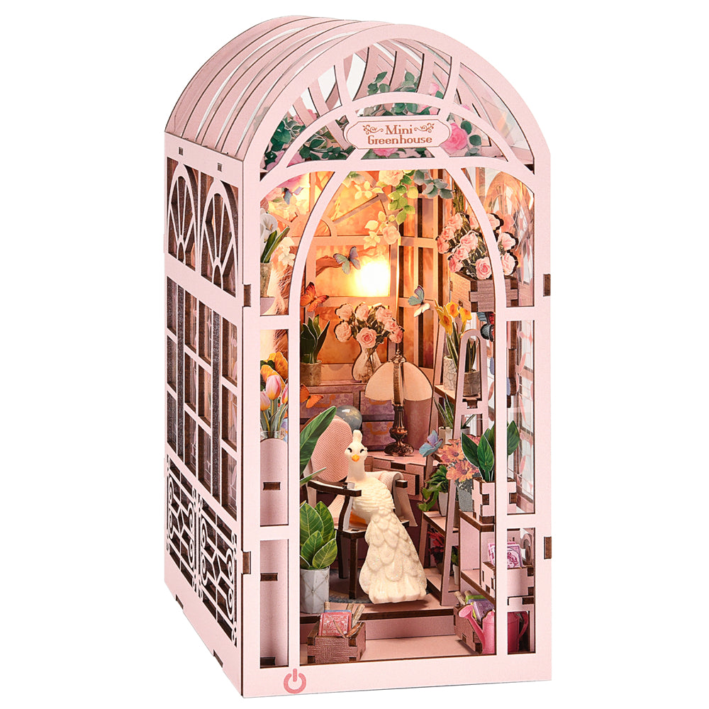 Mini Greenhouse DIY Book Nook Kit — detalied side view
