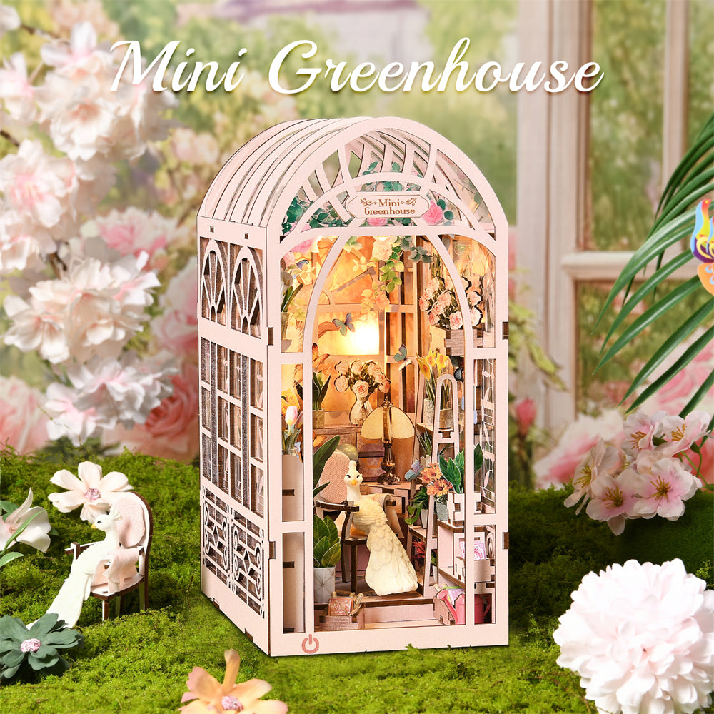 Mini Greenhouse DIY Book Nook Kit — open display view