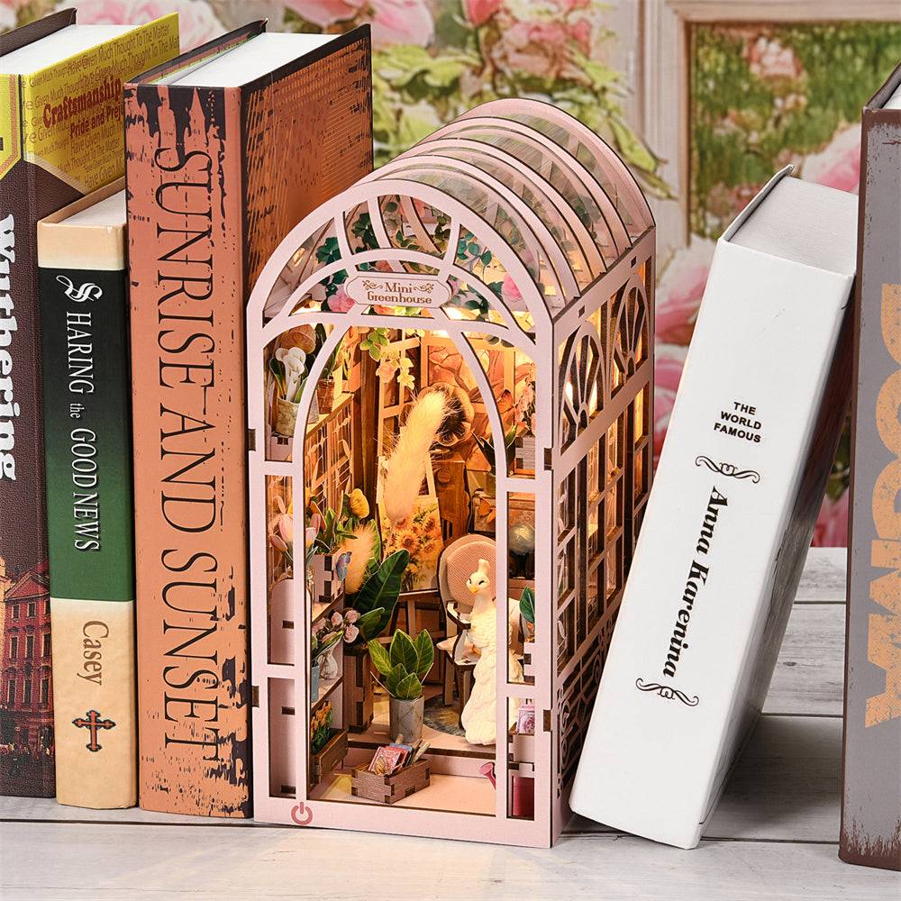 Mini Greenhouse DIY Book Nook Kit — box and pieces
