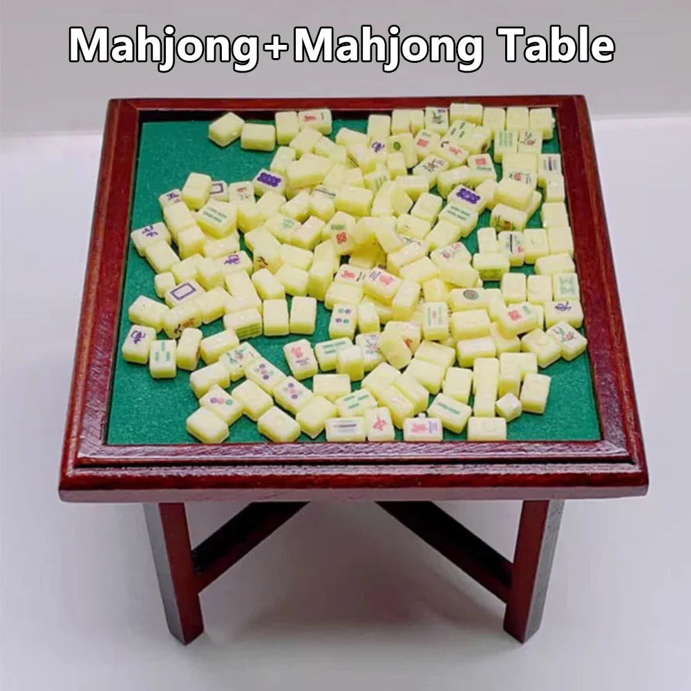 Dollhouse Mahjong Set 1:12 — box and pieces