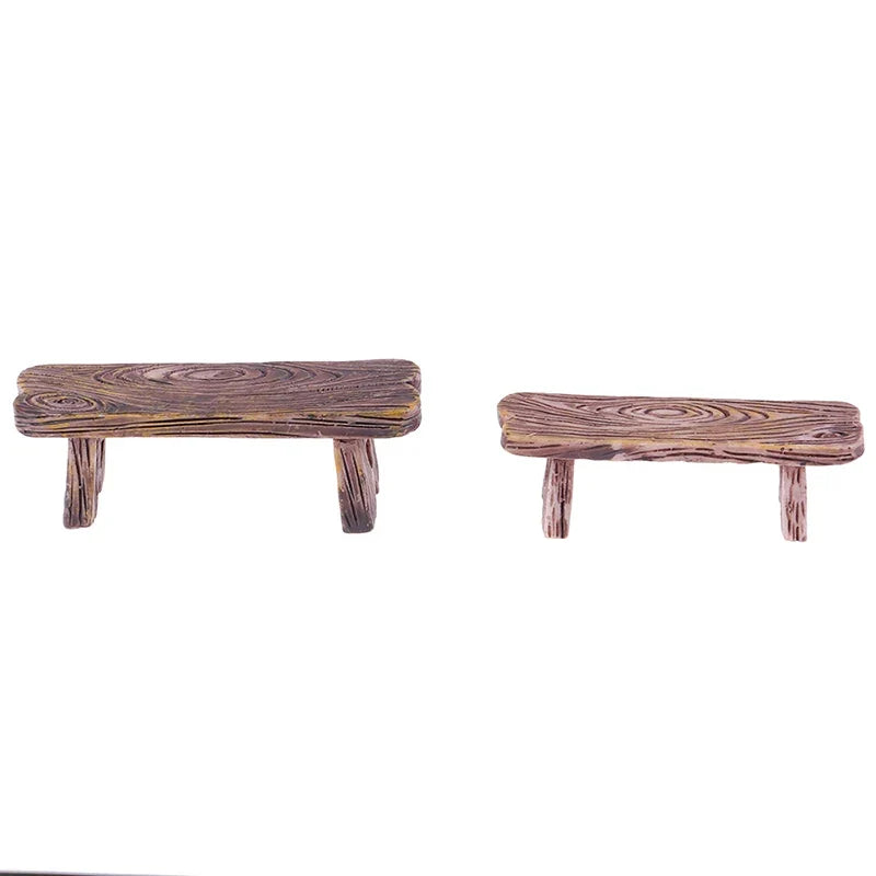 Dollhouse Wooden Bench Set — open display view