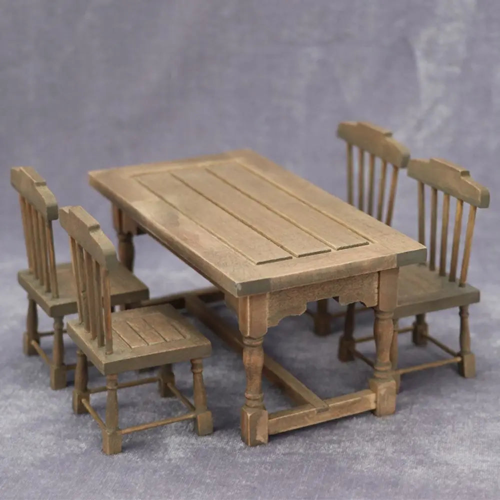 Dollhouse Wooden Dining Set 1:12 — open display view