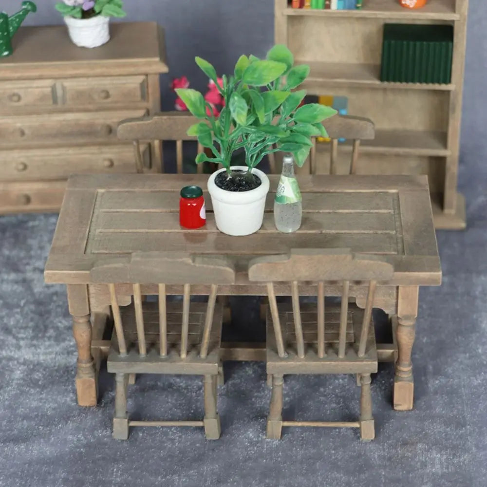 Dollhouse Wooden Dining Set 1:12 — scene view