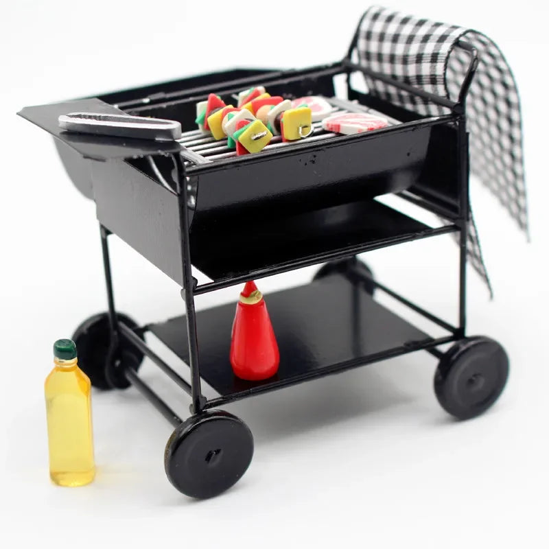 BBQ Grill Scale Miniature Decor Set — angled close-up