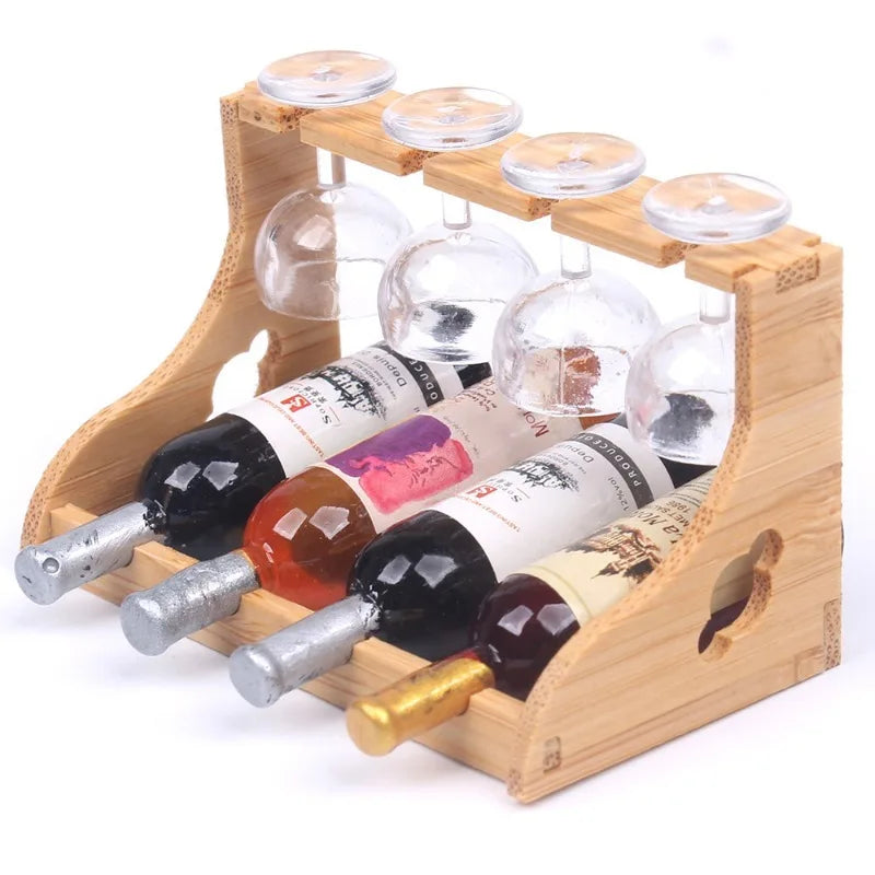 Dollhouse Bamboo Wine Rack 1:6 — detalied side view