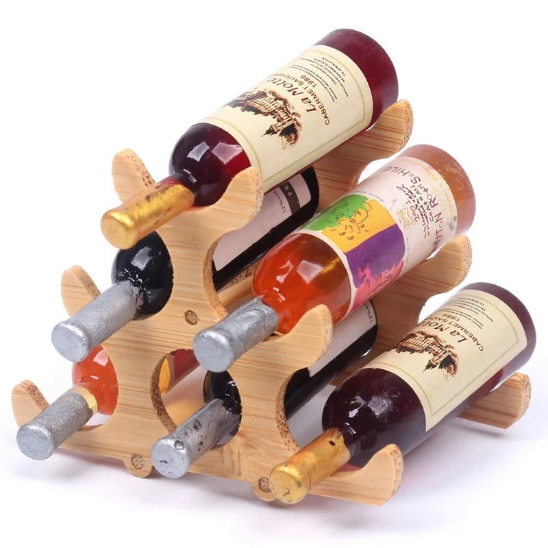 Dollhouse Bamboo Wine Rack 1:6 — open display view