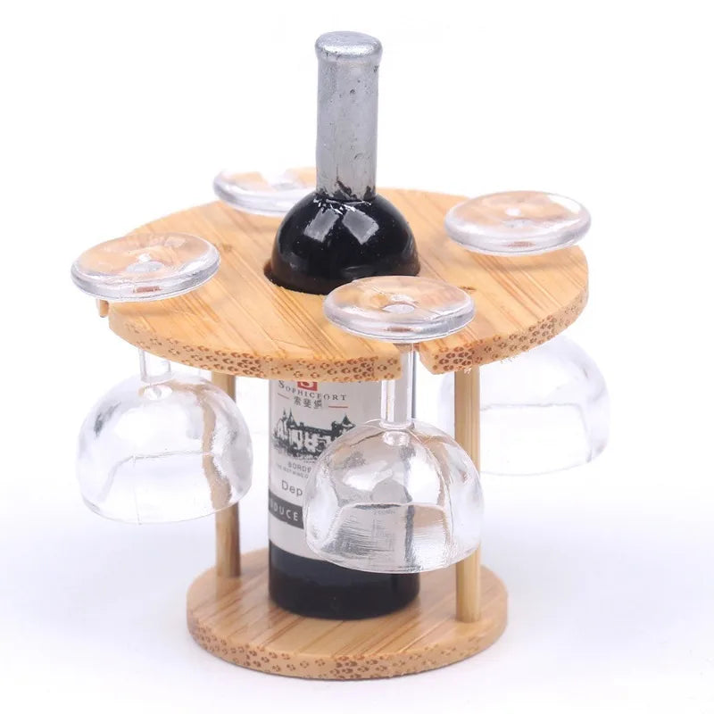 Dollhouse Bamboo Wine Rack 1:6 — angled close-up