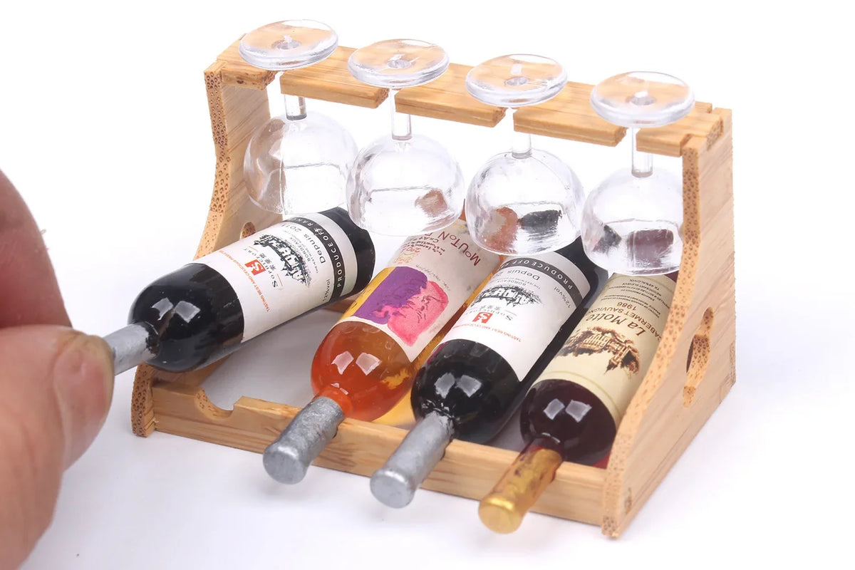 Dollhouse Bamboo Wine Rack 1:6 — main view